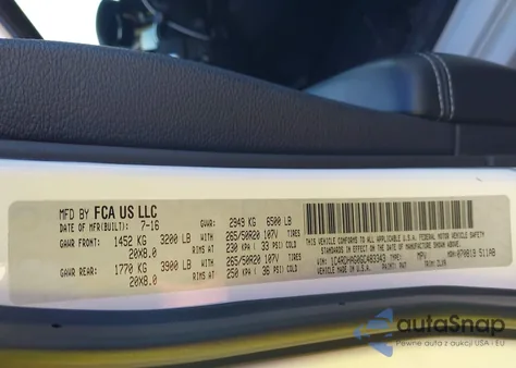 2016 Dodge Durango Sxt z USA, uszkodzony, nr VIN 1C4RDHAG0GC483343